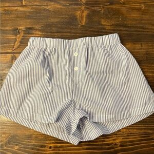 SHEIN Blue and White Striped High Waist Shorts
